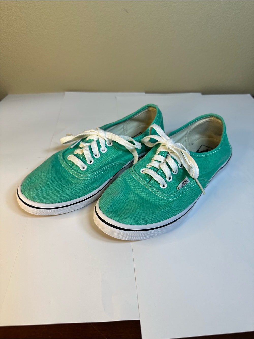 Vans Teal Low-Top Canvas Sneakers with White Laces